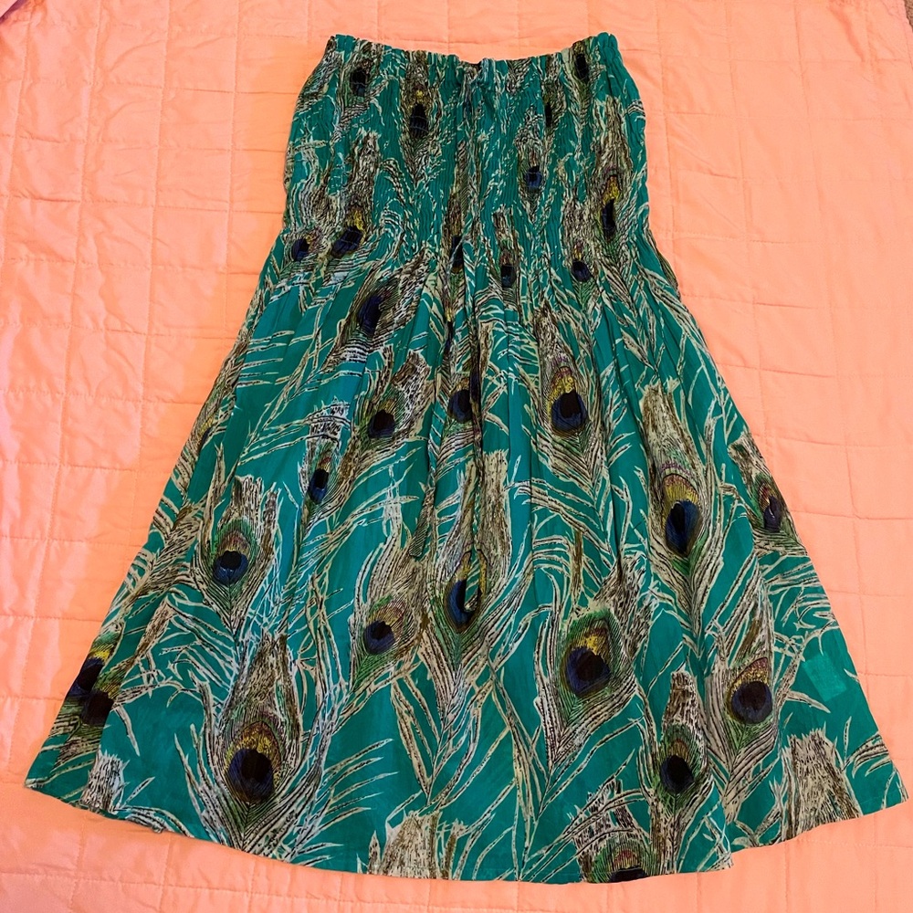 Peacock Gauze BoHo Bandeau Dress